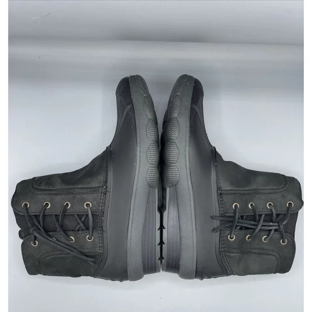 Sperry Top Sider Womens‎ Black Duck Boots Saltwater Leather  Size 9.5